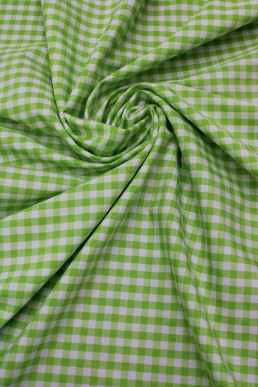 1 Yard Lime Green 1/8″ Gingham Checkered Poly Cotton Fabric Lightweight Sewing Material 58/59 Inch Wide